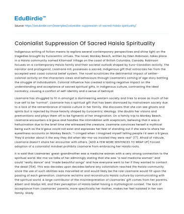 Colonialist Suppression Of Sacred Haisla Spirituality