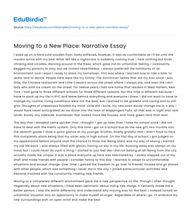 Moving to a New Place: Narrative Essay