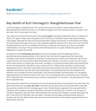 Key Motifs of Kurt Vonnegut’s ‘Slaughterhouse-Five’