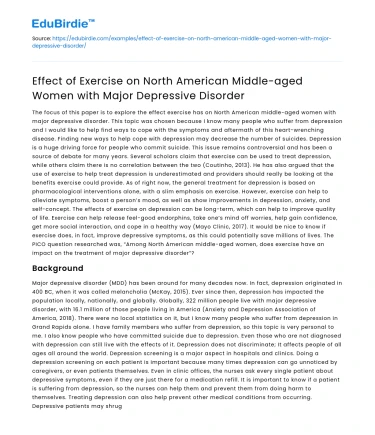 Exercise impact on middle-aged women with depression in North America