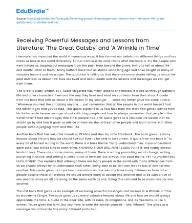 Powerful Messages from ‘The Great Gatsby’ and ‘A Wrinkle in Time’