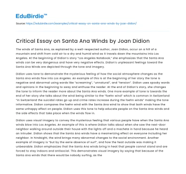 Critical Essay on Santa Ana Winds by Joan Didion