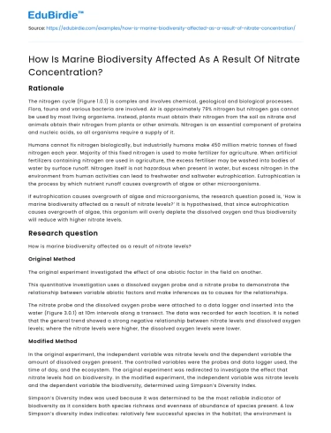 How Is Marine Biodiversity Affected As A Result Of Nitrate Concentration?