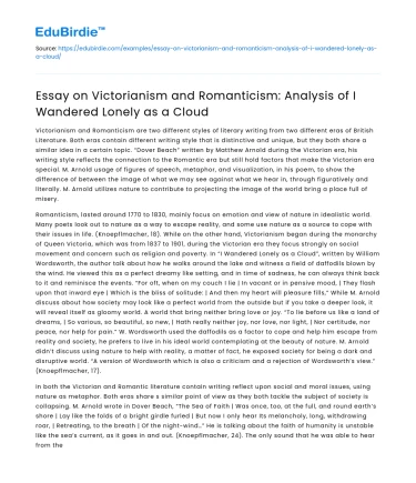 Analysis of Victorian & Romanticism in I Wandered Lonely as a Cloud