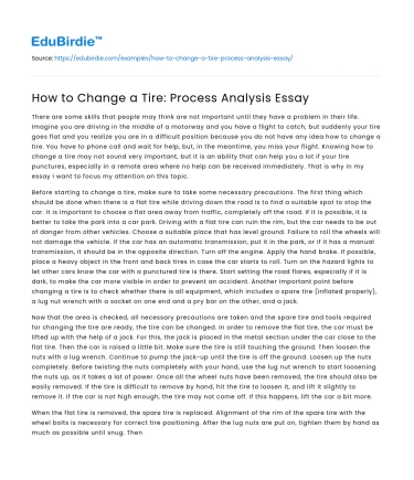 How to Change a Tire: Process Analysis Essay