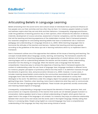 Articulating Beliefs In Language Learning