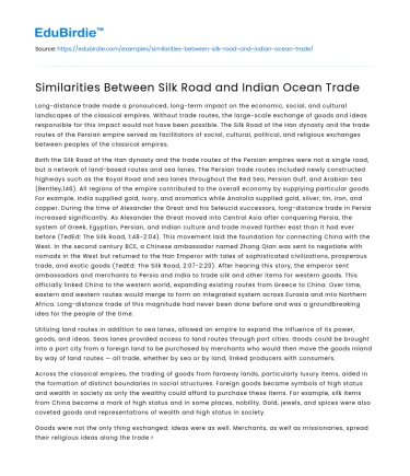 Similarities Between Silk Road and Indian Ocean Trade