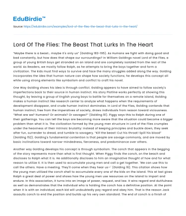 Lord Of The Flies: The Beast That Lurks In The Heart