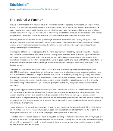 The Job Of A Farmer