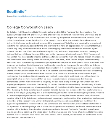 College Convocation Essay