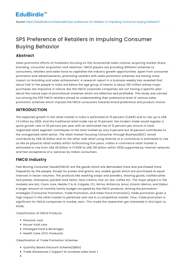 SPS Preference of Retailers in Impulsing Consumer Buying Behavior