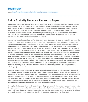 Police Brutality Debates: Research Paper