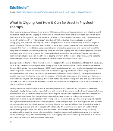 What Is Qigong And How It Can Be Used In Physical Therapy