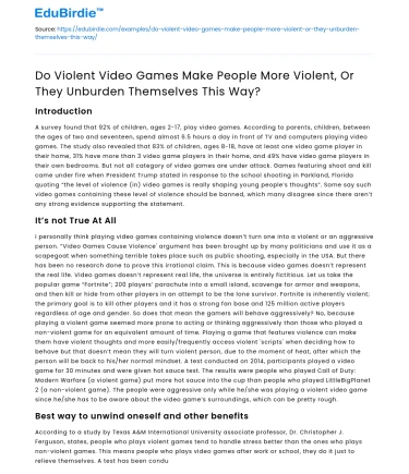 Do Violent Video Games Foster Aggression or Offer Catharsis?