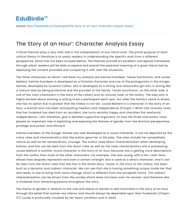 The Story of an Hour’: Character Analysis Essay