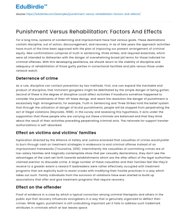 Punishment and Rehabilitation in Justice Systems