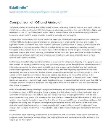 Comparison of iOS and Android