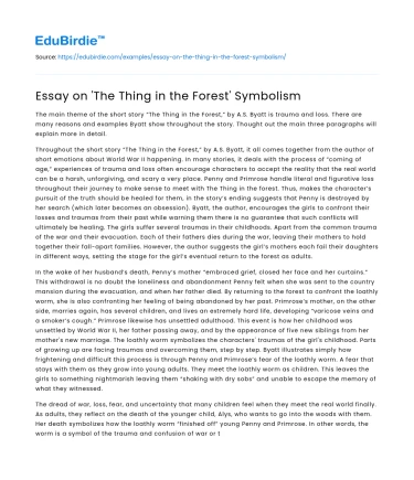 Essay on ‘The Thing in the Forest’ Symbolism