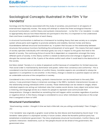 Sociological Concepts Illustrated in the Film ‘V for Vendetta’