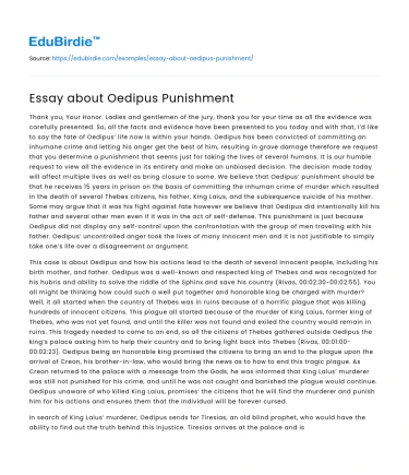 Essay about Oedipus Punishment
