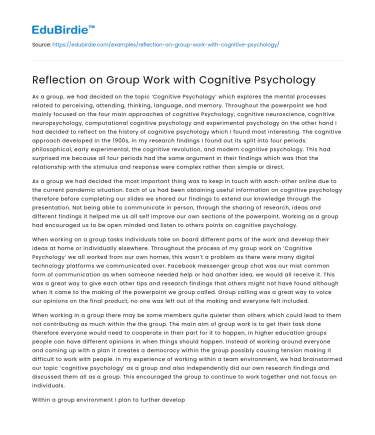 Cognitive Psychology in Group Work Dynamics