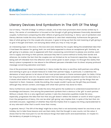 Literary Devices And Symbolism In The Gift Of The Magi