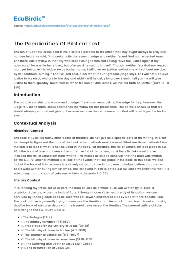 The Peculiarities Of Biblical Text