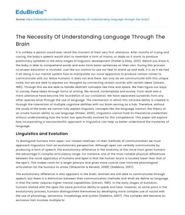 The Necessity Of Understanding Language Through The Brain