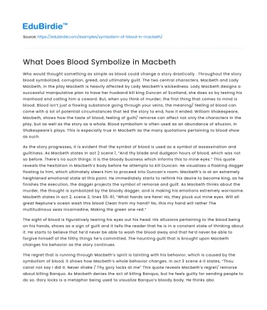 What Does Blood Symbolize in Macbeth