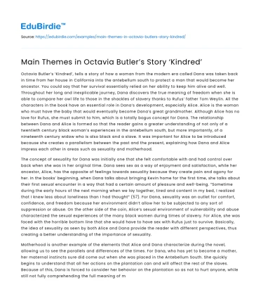 Main Themes in Octavia Butler’s Story ‘Kindred’