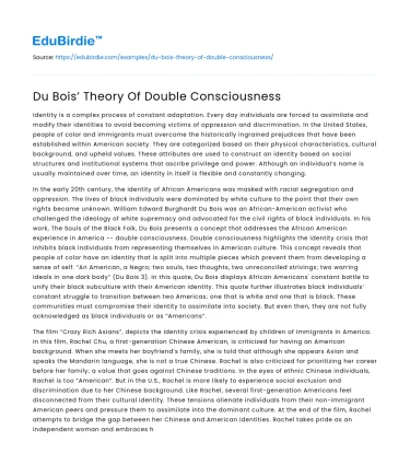 Du Bois’ Theory Of Double Consciousness