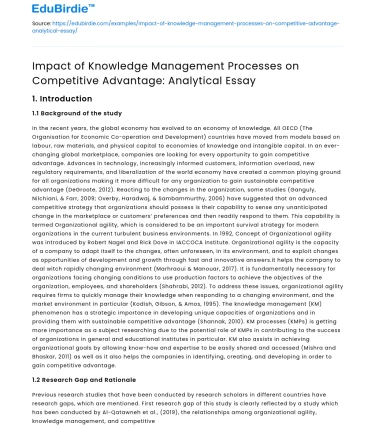Knowledge Management Processes Impact on Competitive Advantage: Analysis