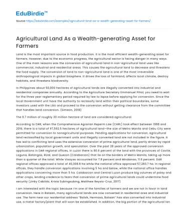 Agricultural Land As a Wealth-generating Asset for Farmers