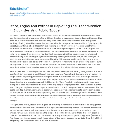 Ethos, Logos, and Pathos in Black Men’s Discrimination