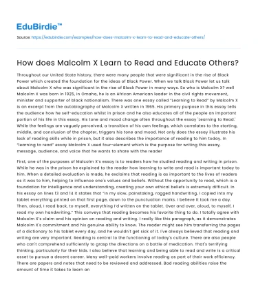 How does Malcolm X Learn to Read and Educate Others?