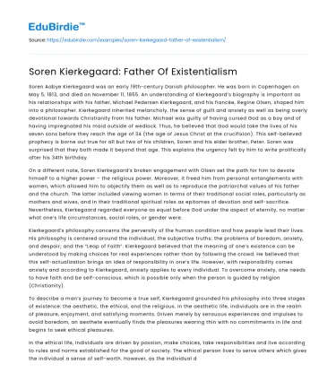 Soren Kierkegaard: Father Of Existentialism
