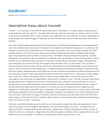 Descriptive Essay about Yourself