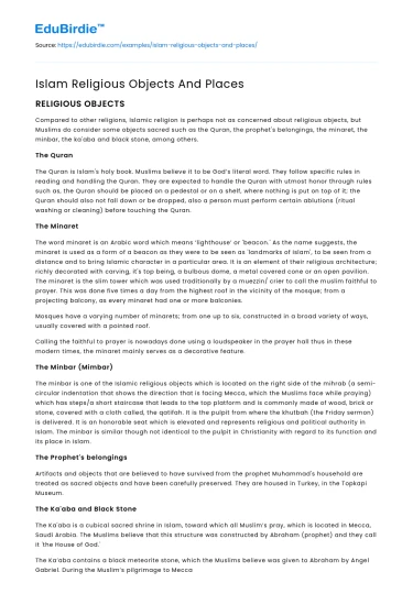 Islam Religious Objects And Places