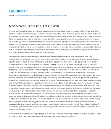 Machiavelli And The Art Of War