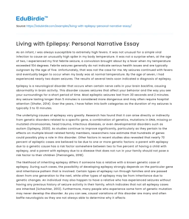Living with Epilepsy: Personal Narrative Essay
