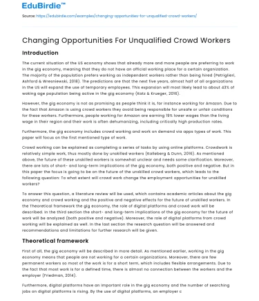 Changing Opportunities For Unqualified Crowd Workers