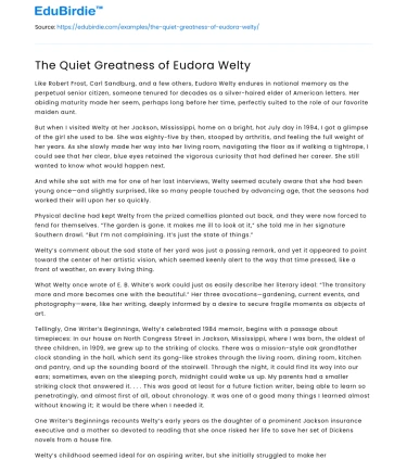 The Quiet Greatness of Eudora Welty