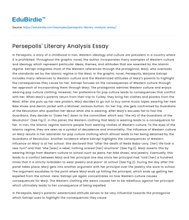 Persepolis’ Literary Analysis Essay