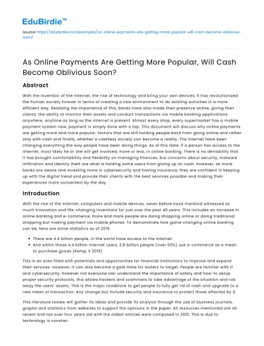The Rise of Online Payments and the Gradual Decline of Cash