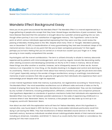 The Phenomenon of the Mandela Effect