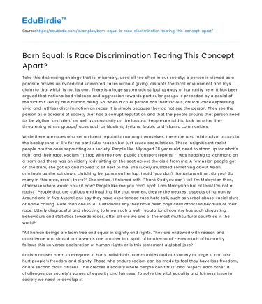 Born Equal: The Erosion by Race Discrimination