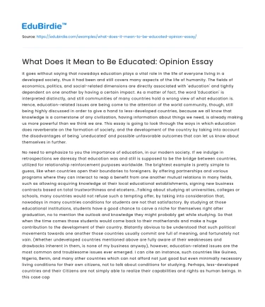 What Does It Mean to Be Educated: Opinion Essay