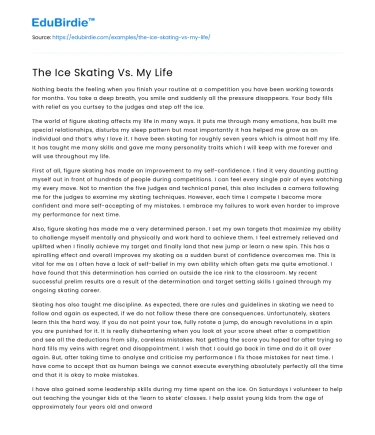 The Ice Skating Vs. My Life