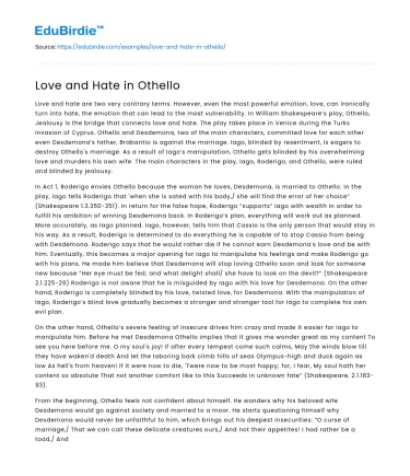 Love and Hate in Othello