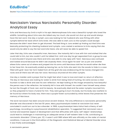 Narcissism and Its Clinical Counterpart
